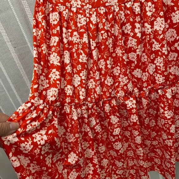 ASOS Strapless Orange/Red and White Floral Maxi Dress size 6 - Picture 4 of 10